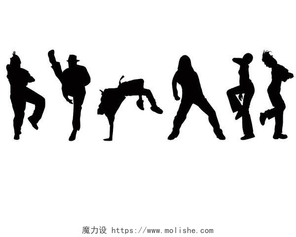 hiphop锁舞爵士女团街舞舞蹈剪影套图人物动态PNG素材